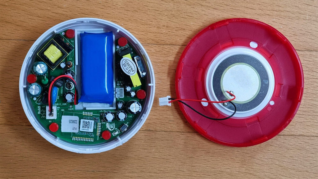 Open and disassembled the Heiman Zigbee Smart Siren and Strobe model HS2WD-E