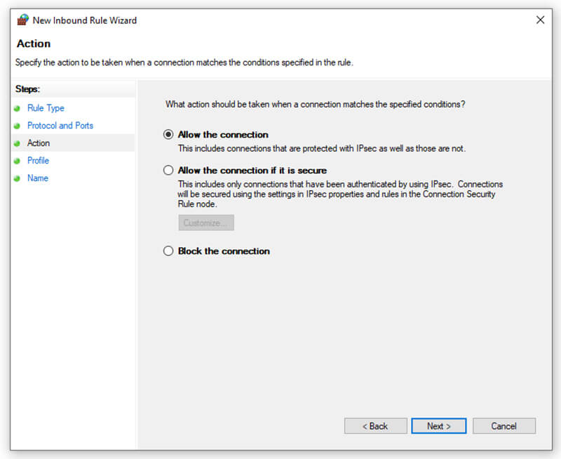 windows defender firewall port allow rule allow connection for openhardwaremonitor
