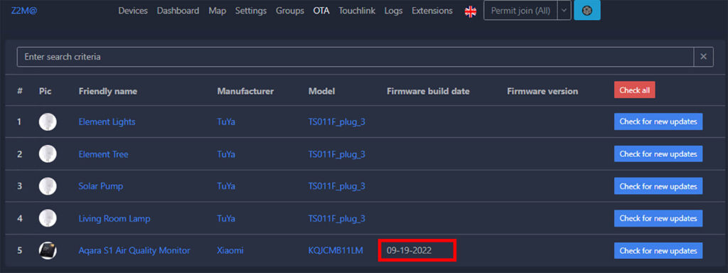 Aqara S1 Air Quality Monitoring Panel KQJCMB11LM Zigbee2MQTT Firmware OTA update