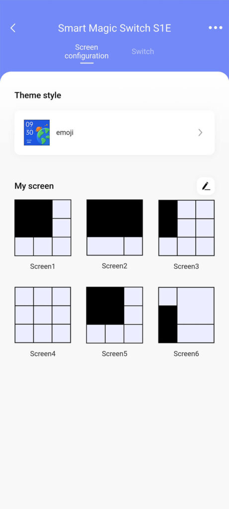 Aqara S1E Smart Magic Switch Screen Layout