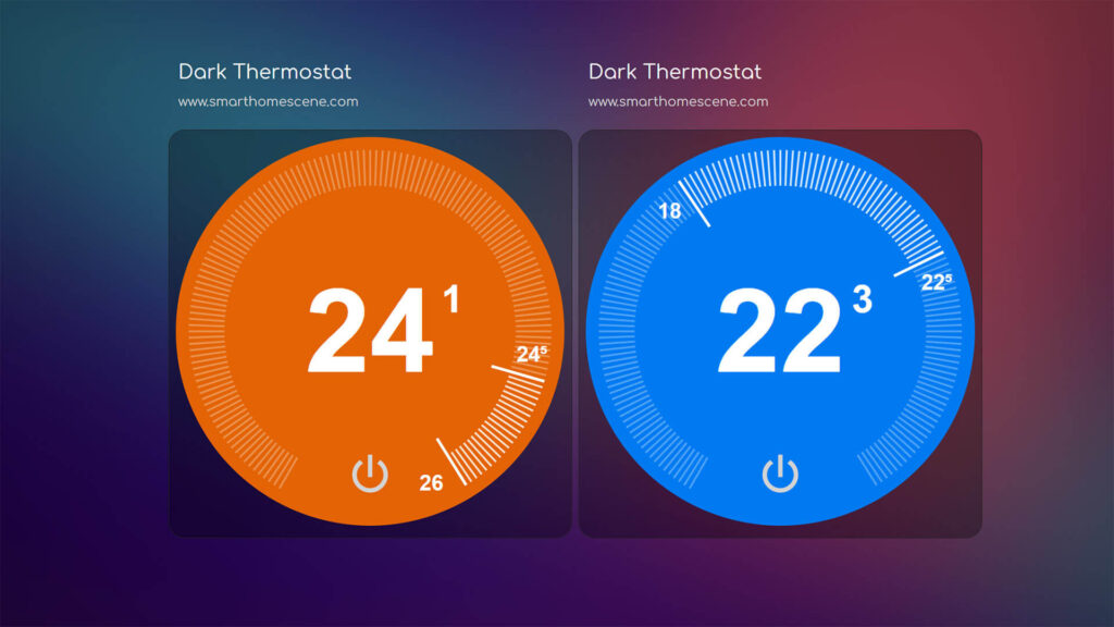 Dark Thermostat Card for Home Assistant based on NEST design custom:thermostat-dark-card