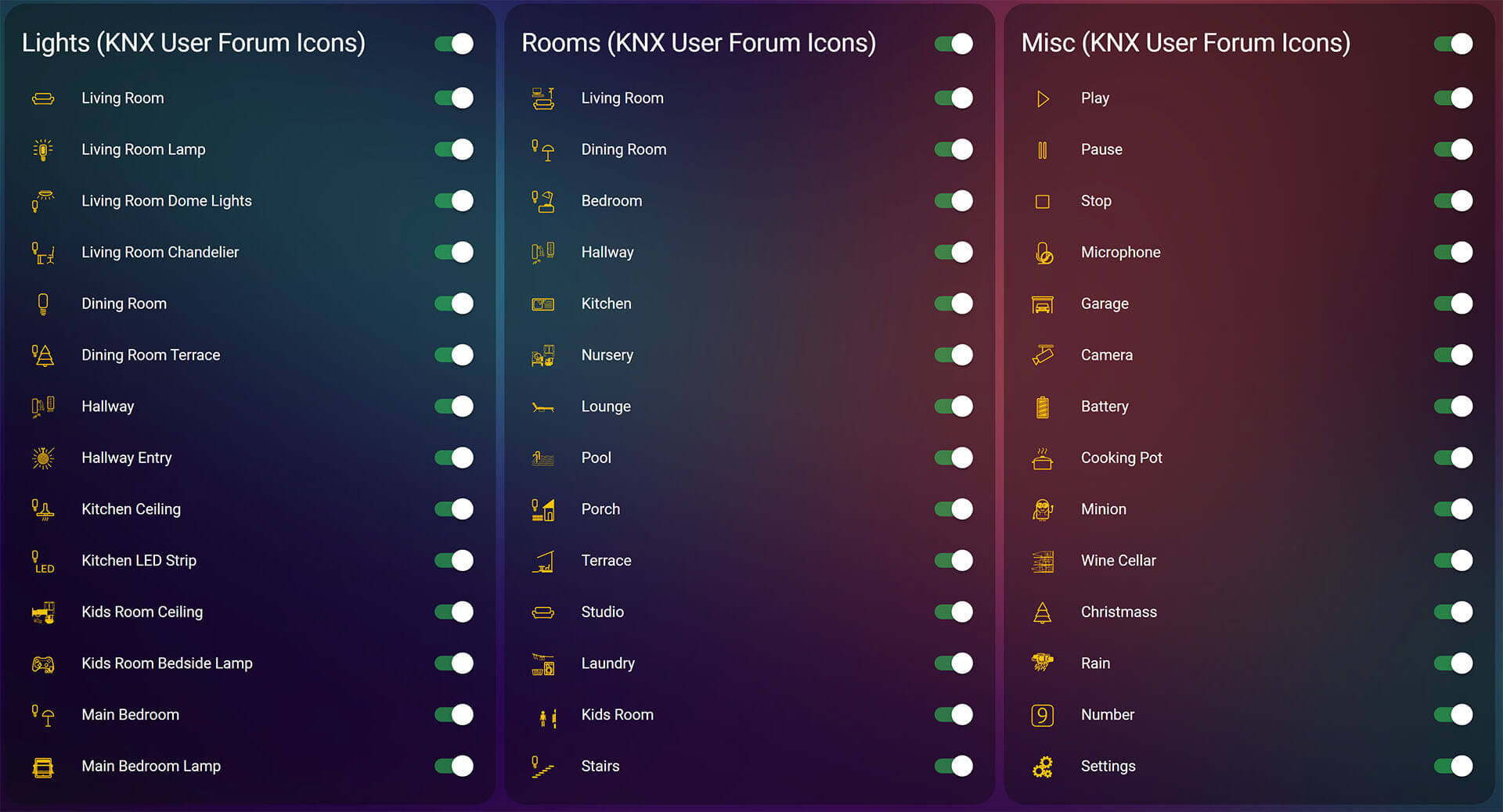 Home Assistant Icons: KNX User Forum Icons HACS