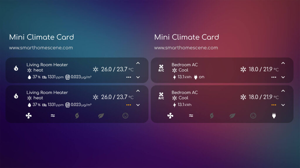 Highly Customizable Mini Climate Card for Home Assistant custom:mini-climate