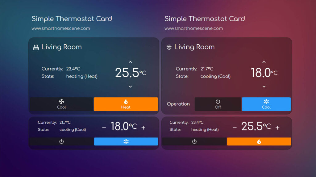 Simple Thermostat Card for Home Assistant custom:simple-thermostat