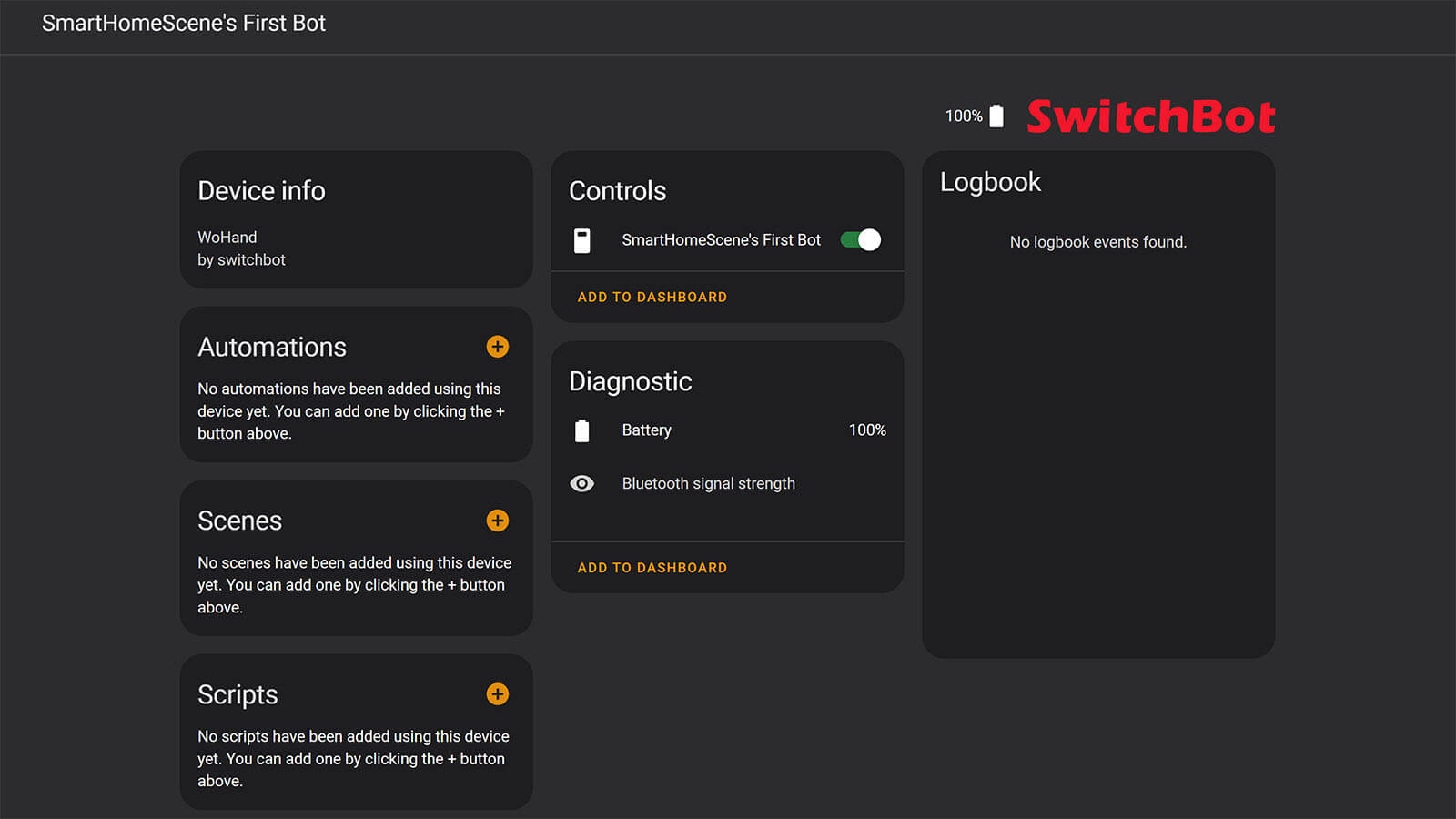 SwitchBot Bot Home Assistant Integration: Exposed Entities