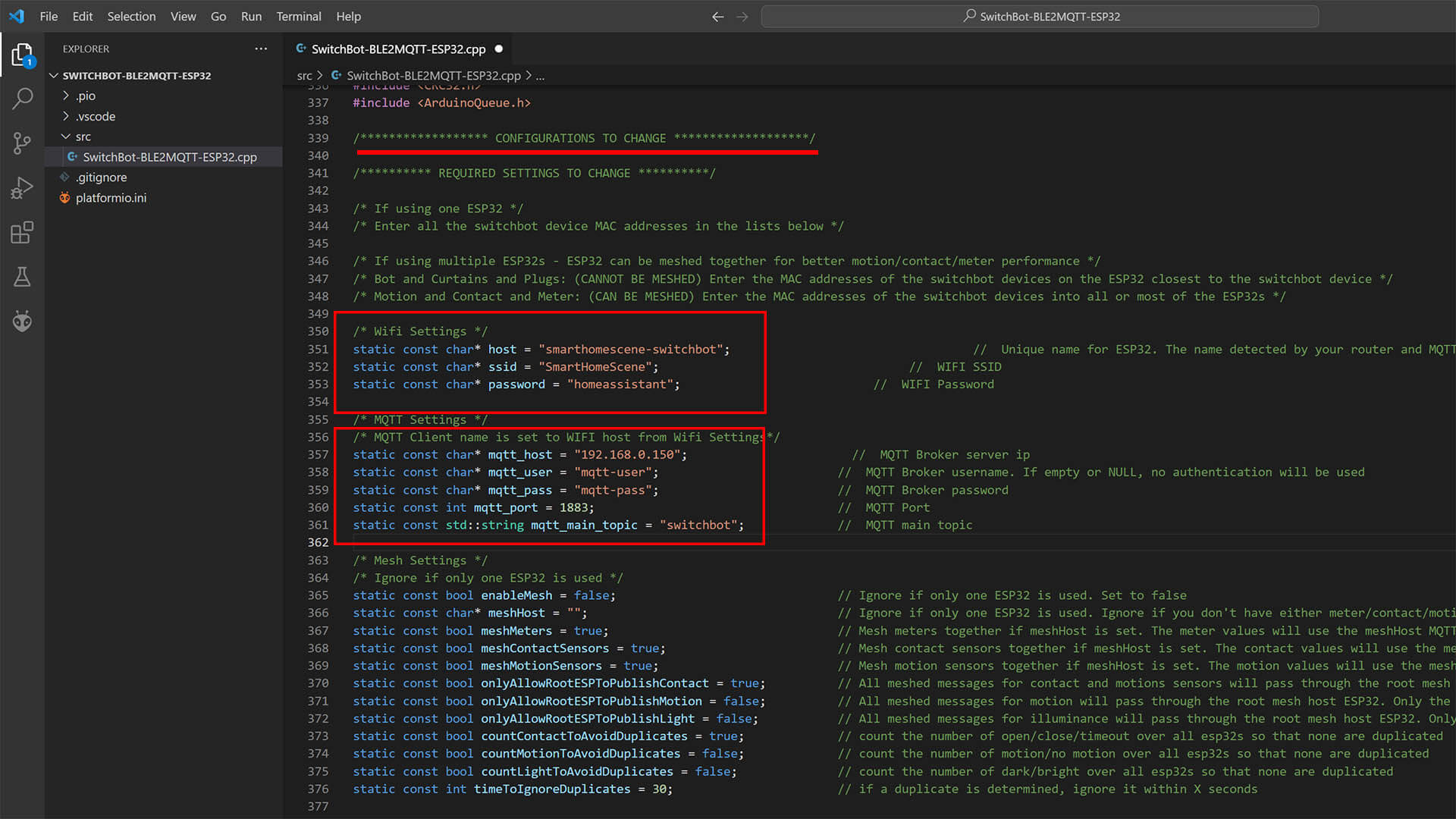 SwitchBot MQTT BLE ESP32 Visual Studio Code Step 4