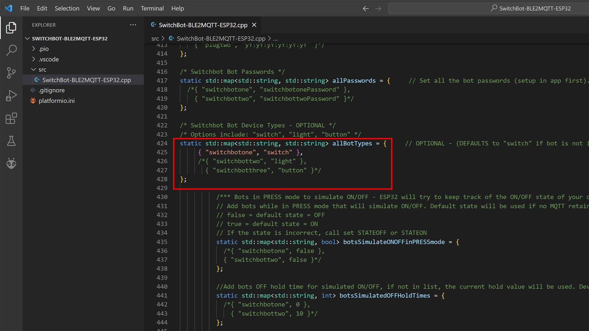 SwitchBot MQTT BLE ESP32 Visual Studio Code Step 8
