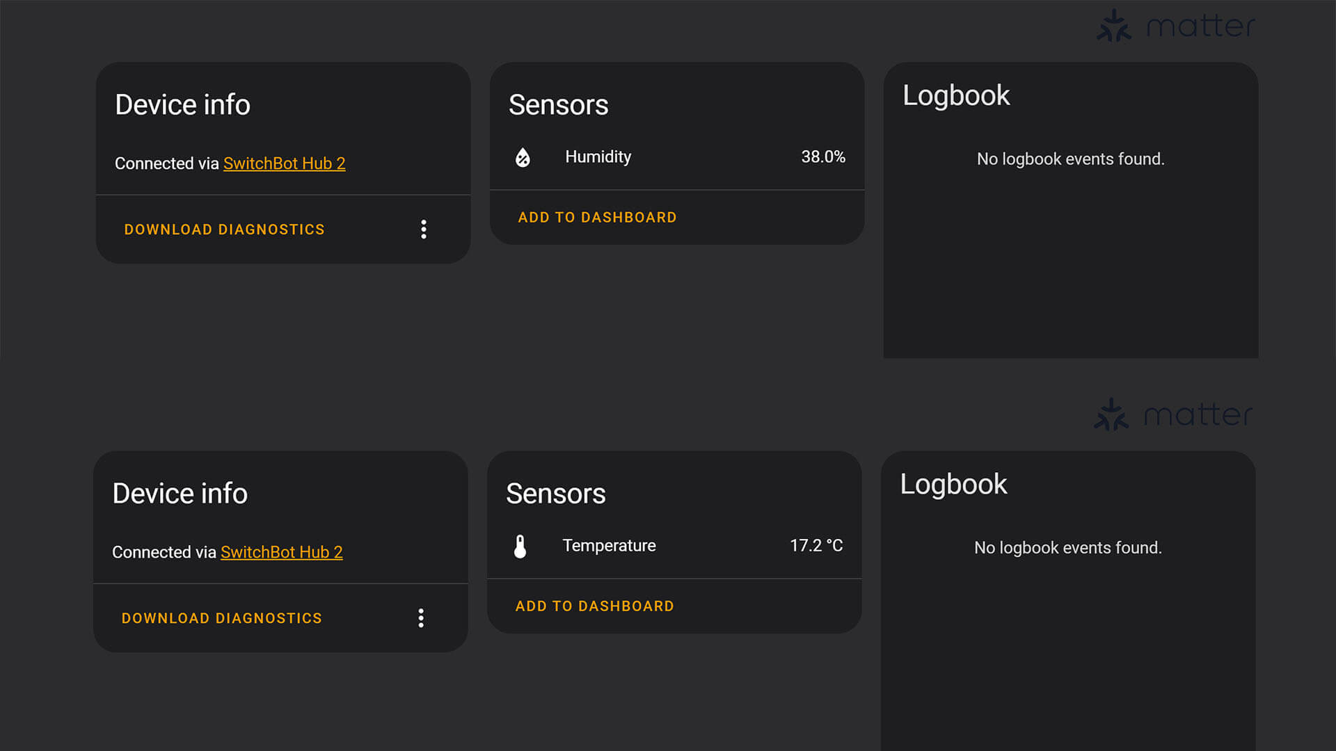 SwitchBot Matter Hub 2 Home Assistant Temperature & Humidity Reading