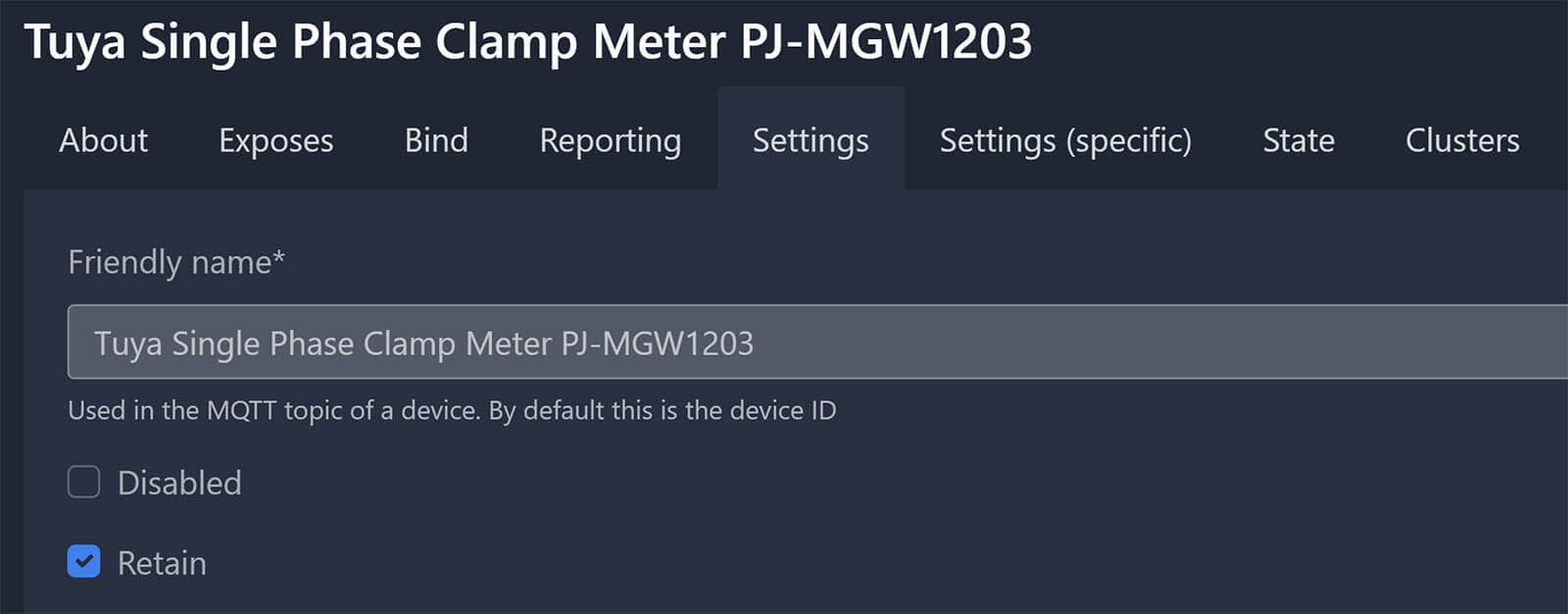 Tuya Zigbee Single CT Clamp Benchmark Z2M Retain