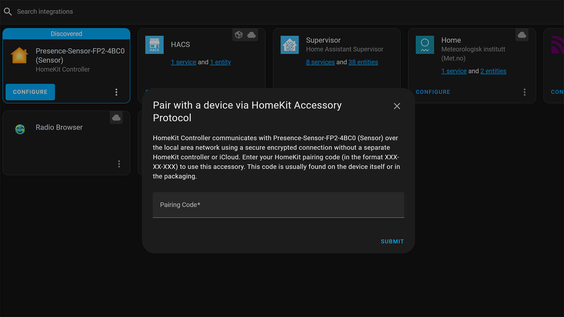 Aqara FP2 Home Assistant via HomeKit Controller Integration Pairing Code