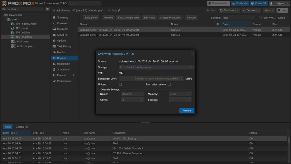 Home Assistant Backups and Snapshots in Proxmox SmartHomeScene