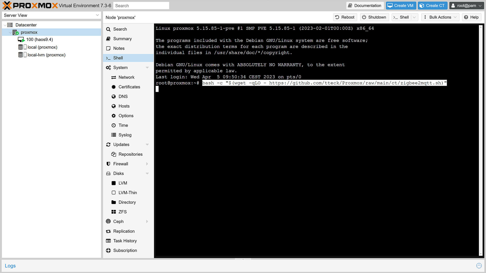 Separate Zigbee2MQTT from Home Assistant on Proxmox Run Script