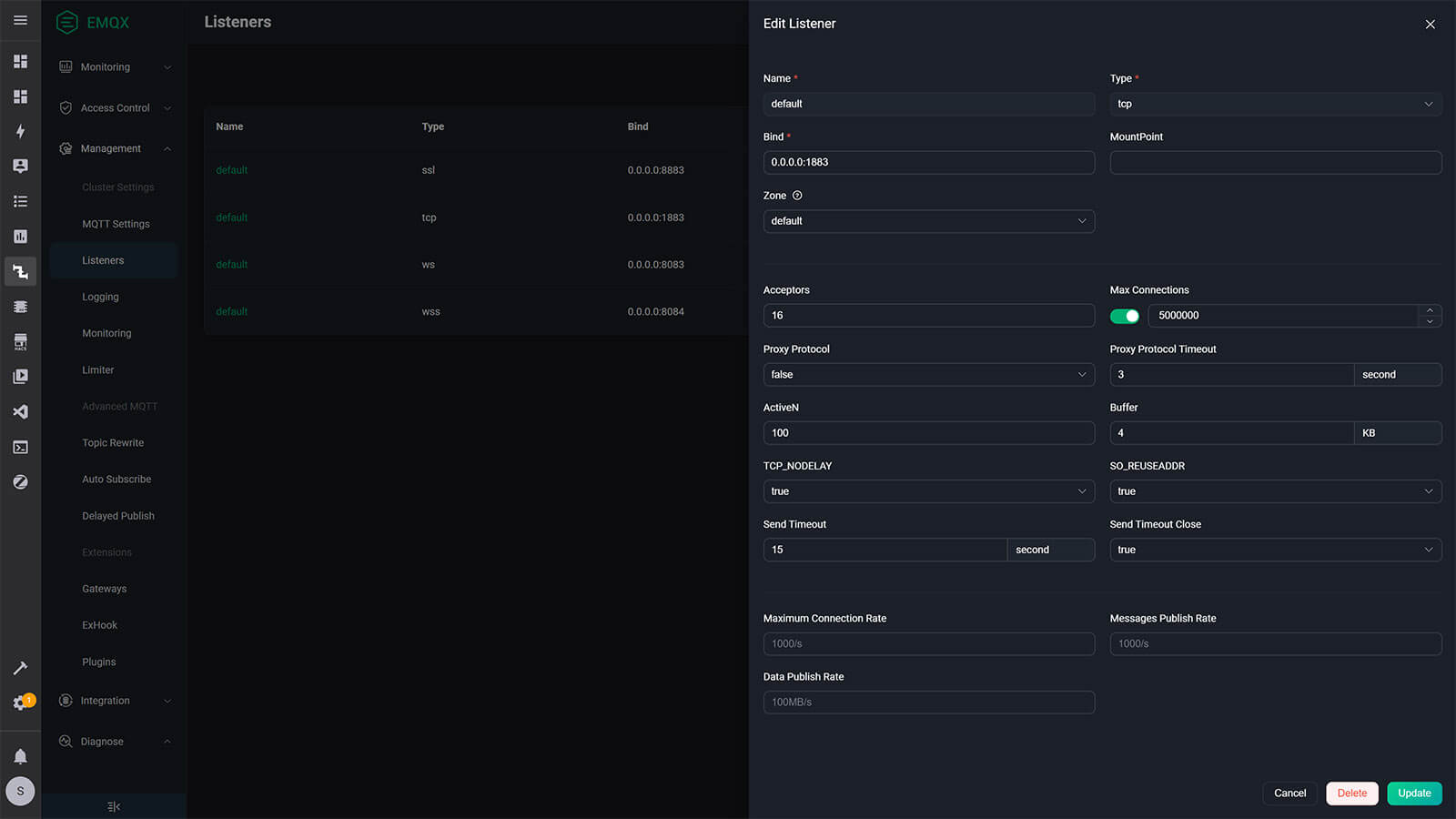 EMQX MQTT Home Assistant Change Listener Ports