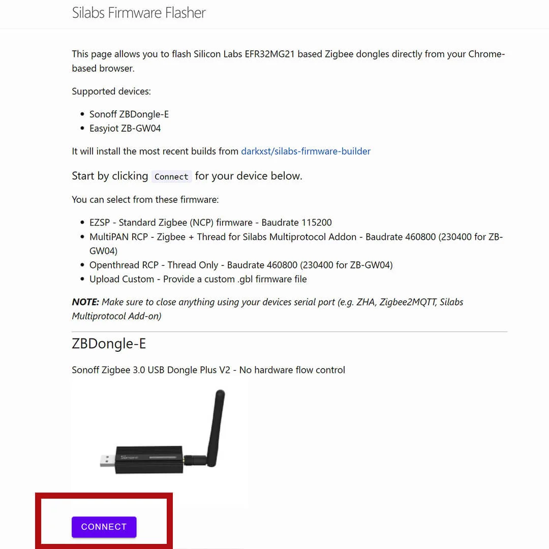 Sonoff Zigbee 3.0 USB Dongle Plus how to upgrade firmware in Windows