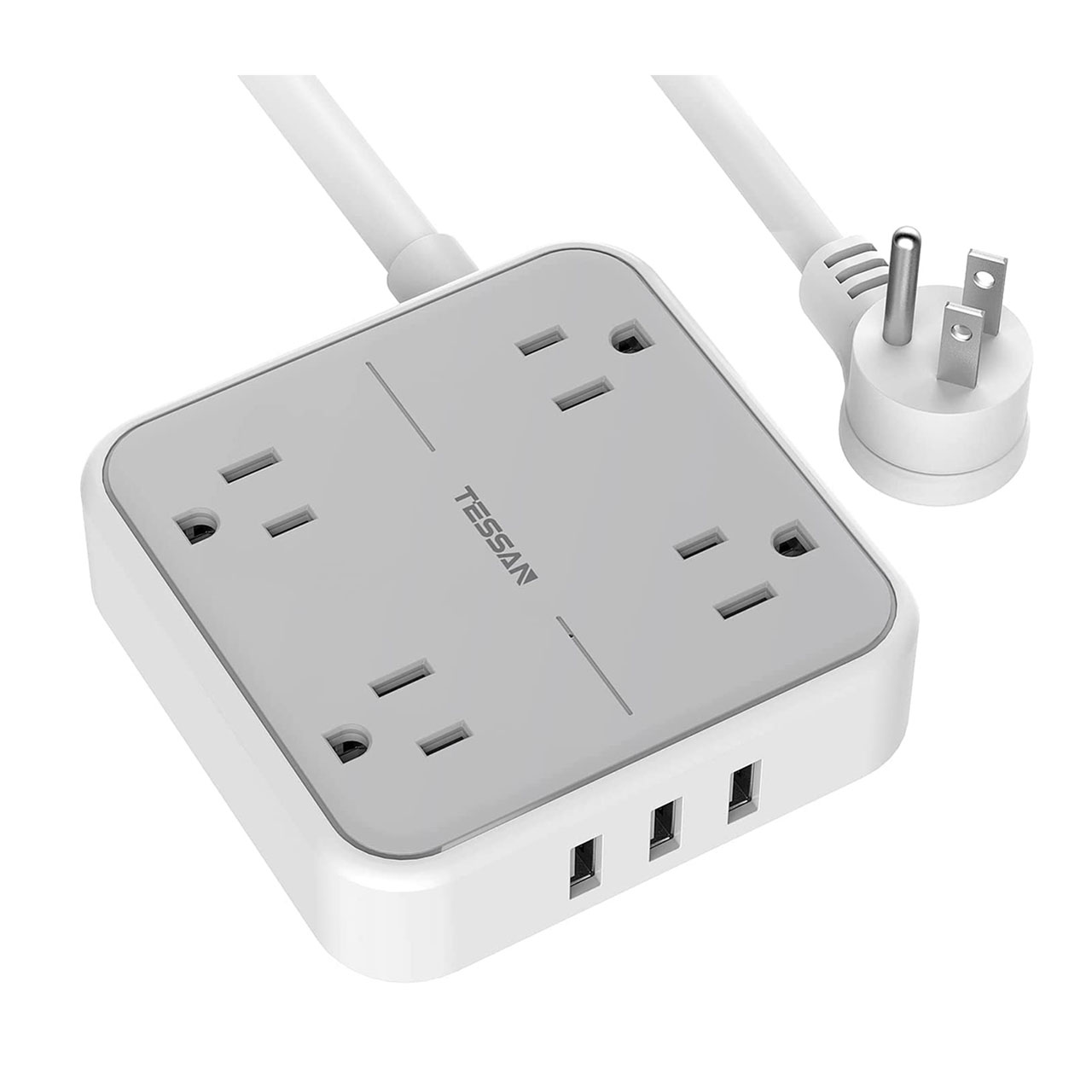 Tessan US Wall Extender with USB C and 4 Outlets