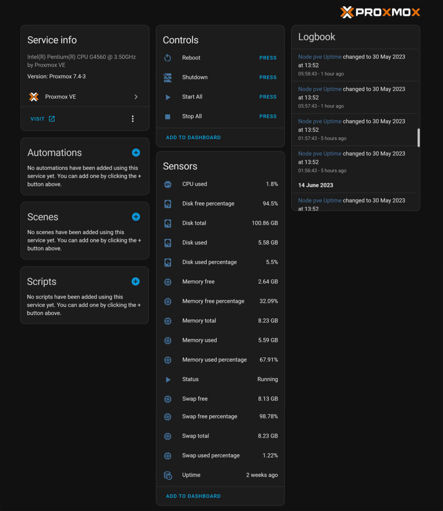 Configuring ProxmoxVE Integration in Home Assistant Exposed Entities