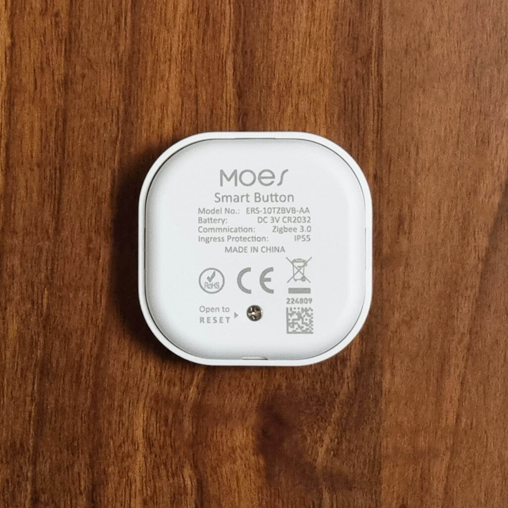 Moes Zigbee Smart Button ERS-10TZBVB-AA Back View