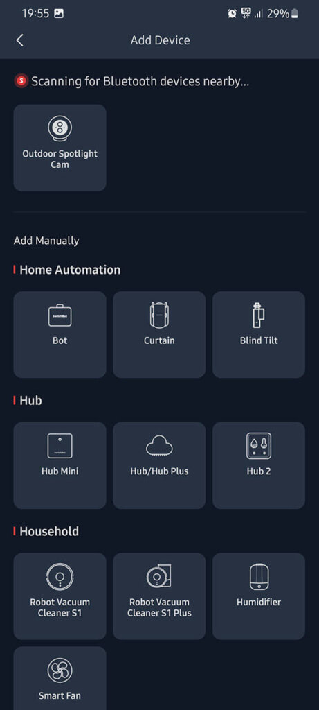 SwitchBot Outdoor Spotlight Camera Adding a device