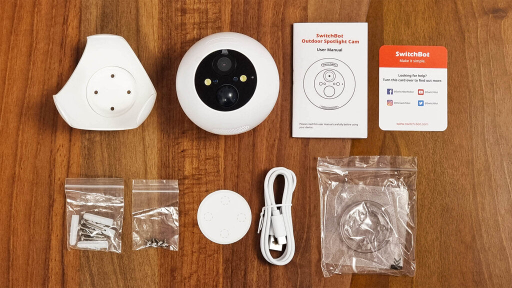 SwitchBot Outdoor Spotlight Camera Package Contents