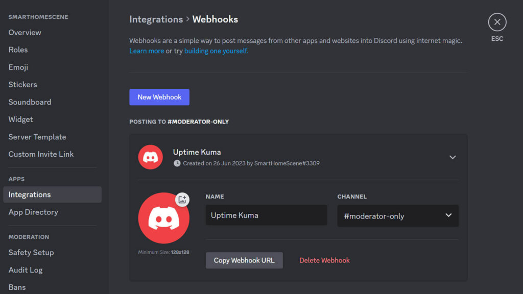 Uptime Kuma Add-on in Home Assistant Discord Webhook