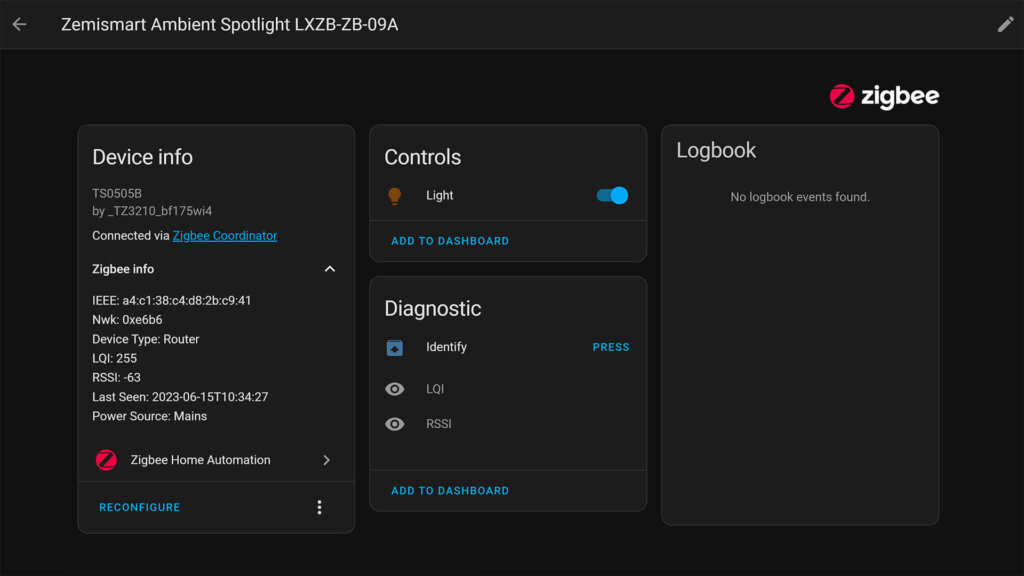 Zemismart Ambient Spotlight LXZB-ZB-09A ZHA Support