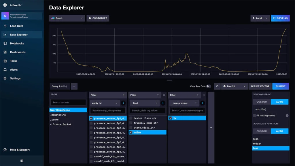 Configuring InfluxDB on Proxmox for Home Assistant Lux Example
