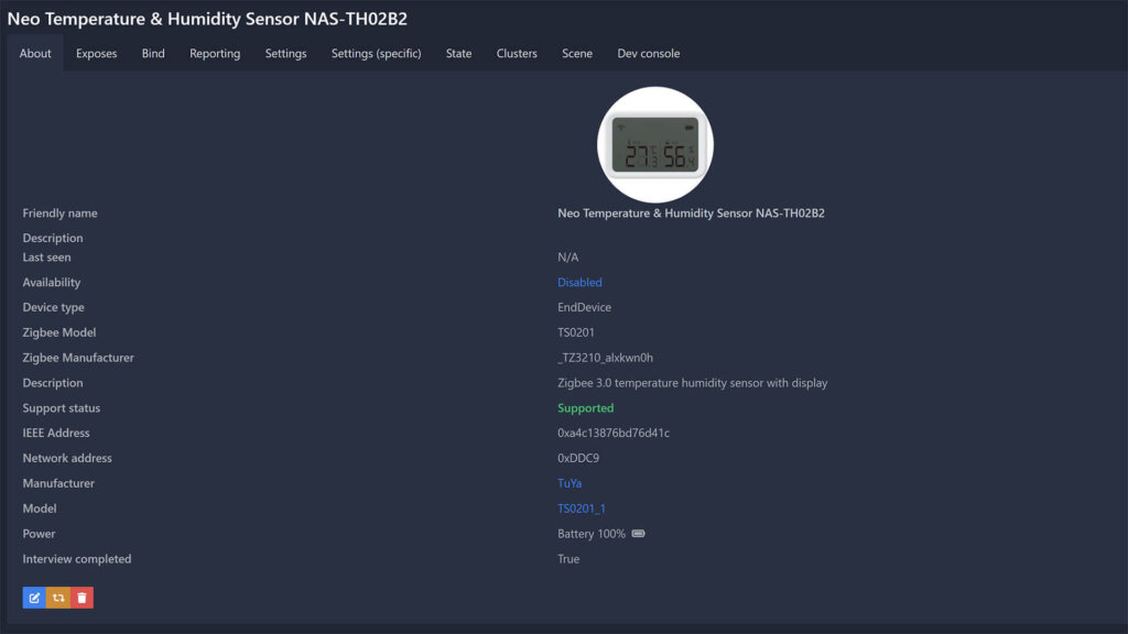 Neo NAS-TH02B2 Zigbee Climate Sensor Zigbee2MQTT