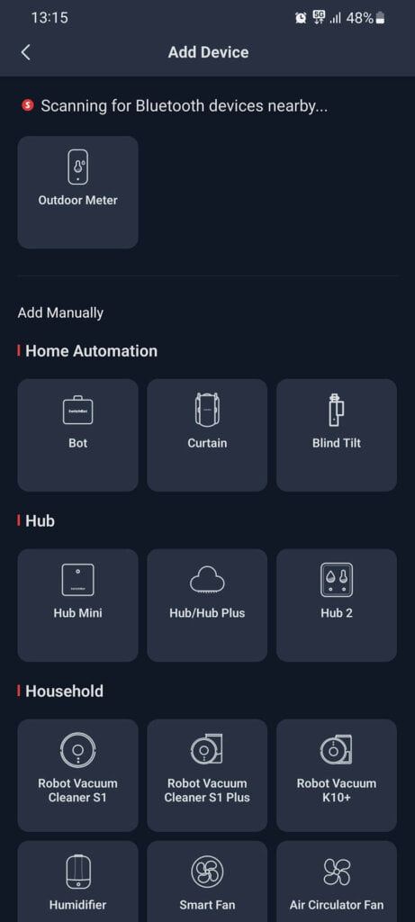 SwitchBot Outdoor Meter Thermo-Hygrometer App Setup Step 1