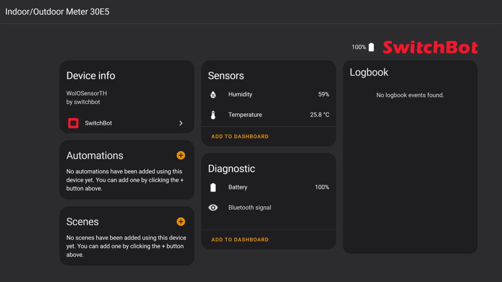 SwitchBot Outdoor Meter Thermo-Hygrometer Home Assistant Integration