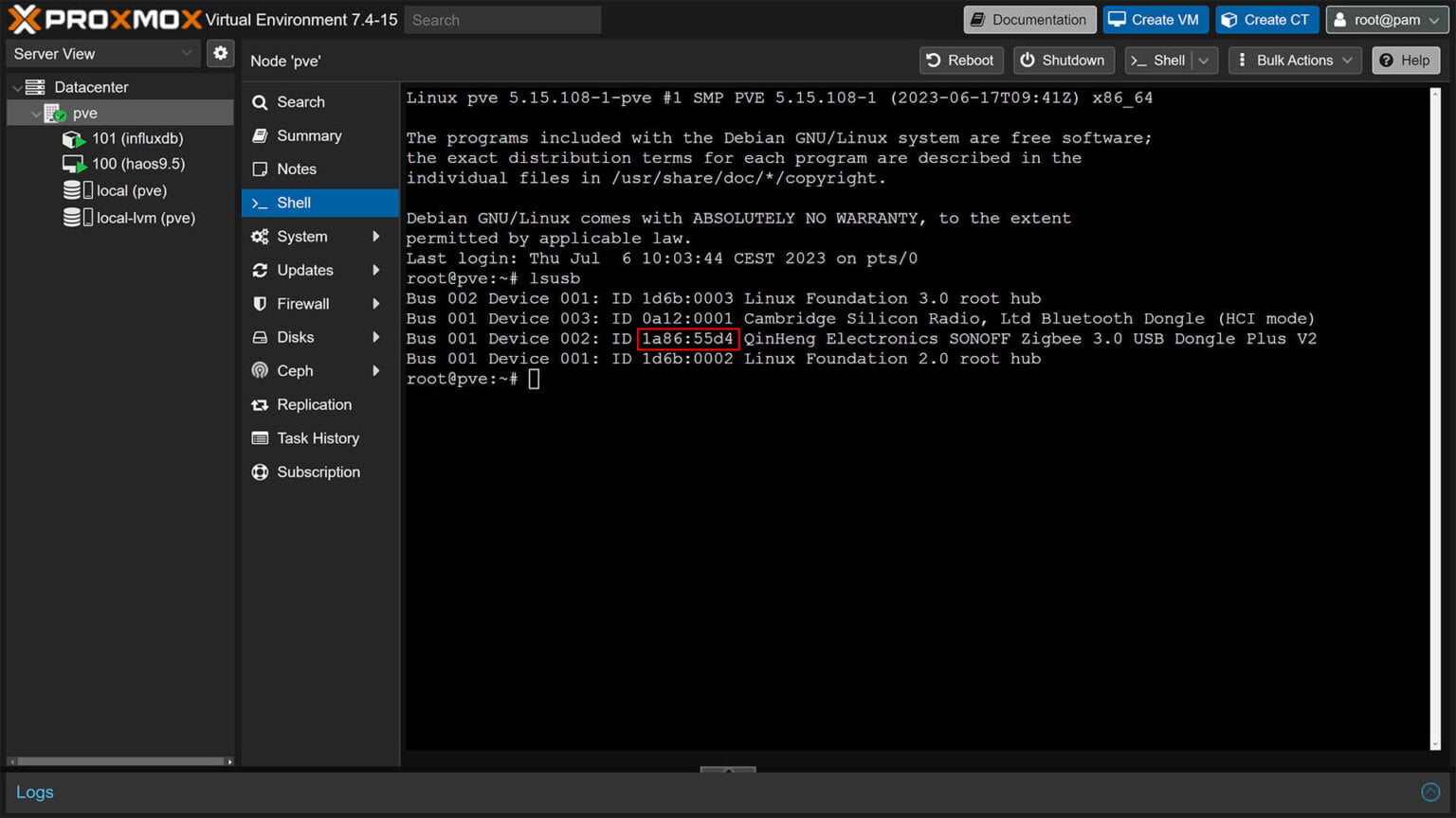 Proxmox USB Passthrough to Home Assistant VM SmartHomeScene