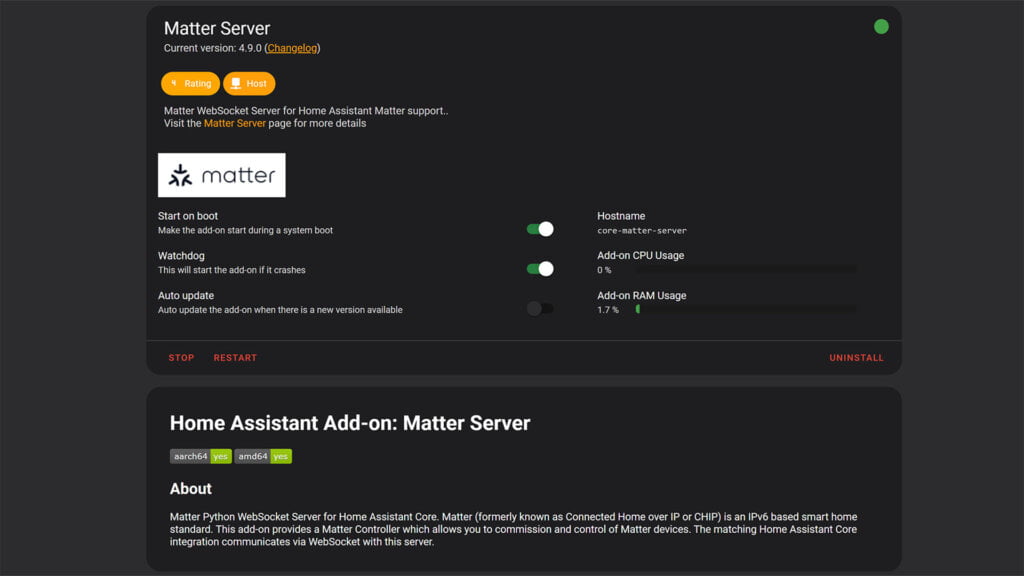 Zemismart Matter Smart Bulb ZML2 HA Matter Server Addon