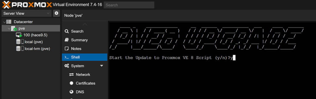 Easy Upgrade Proxmox 7.4 to 8.0 Start Script