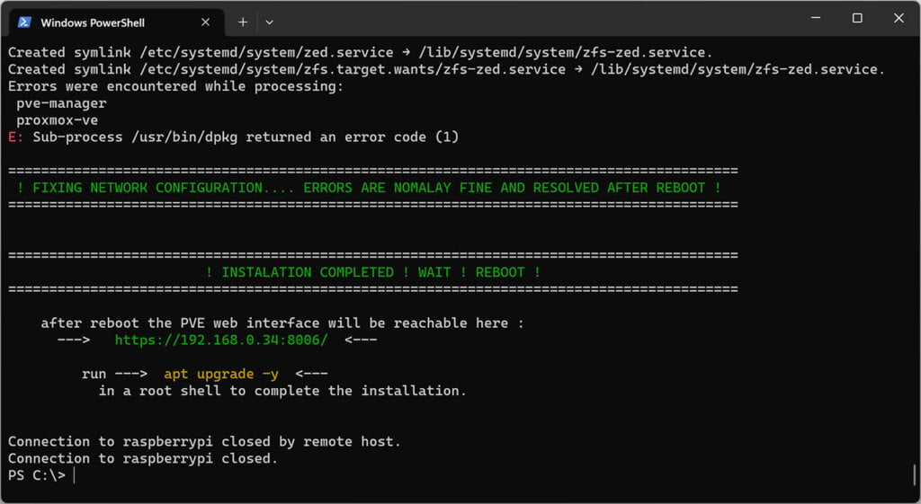 Pimox Raspberry Pi Installation: Finished