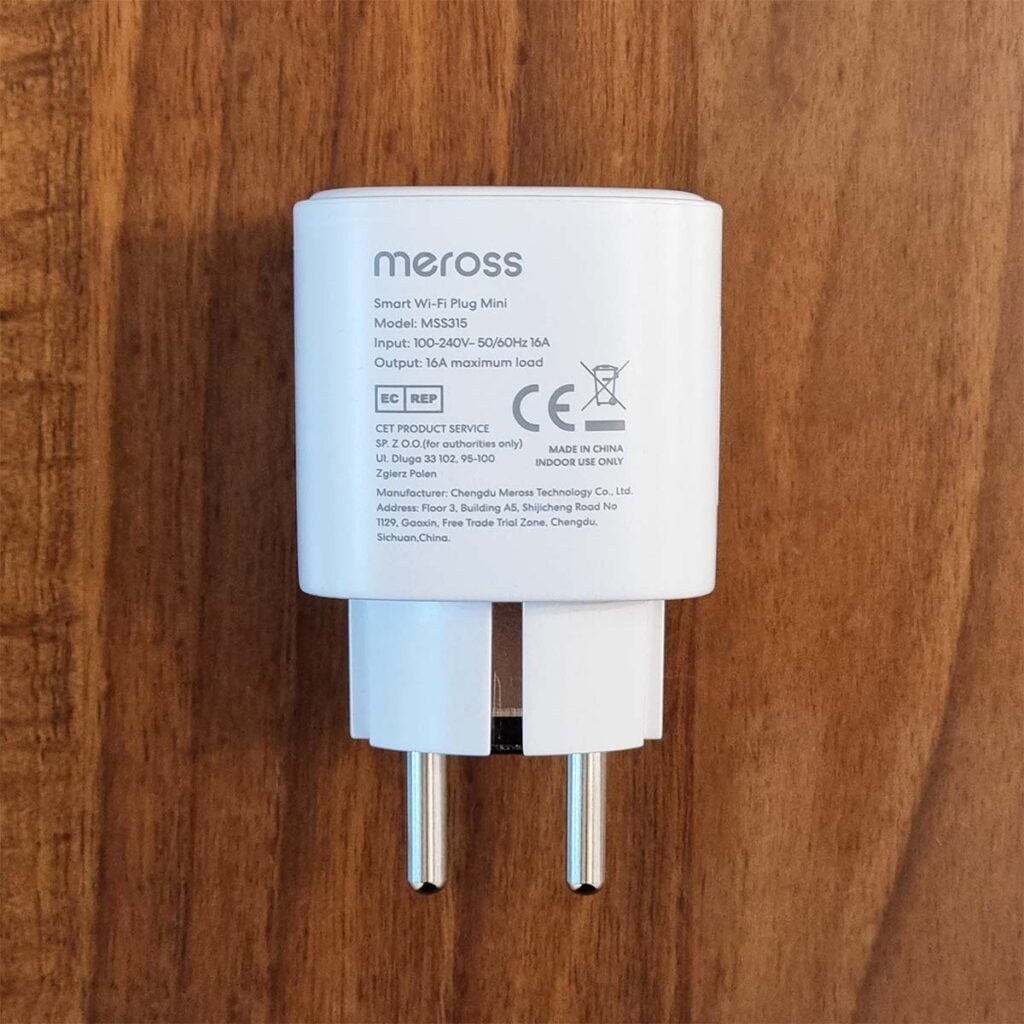 Meross Matter Smart Plug MSS315 Review - Back View