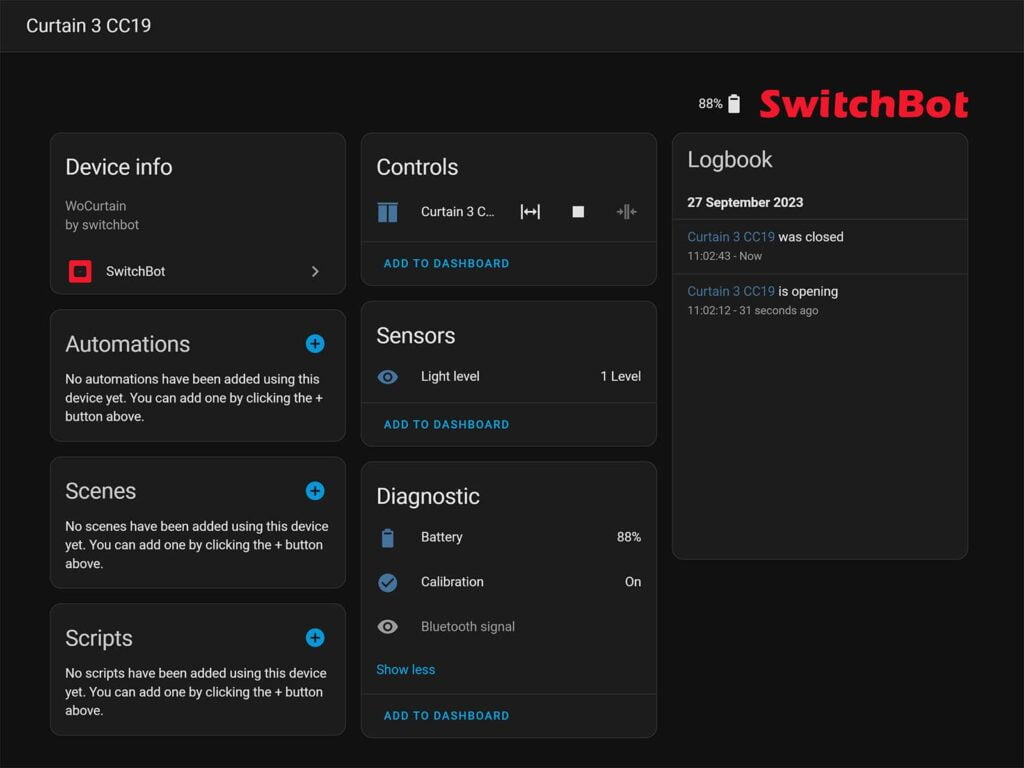 SwitchBot Curtain 3 Added in Home Assistant