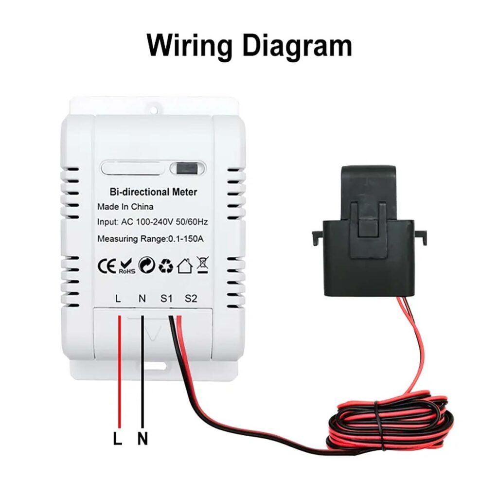 Tuya Zigbee Bidirectional Energy Meter 150A PJ-MGW2201 Wiring Diagram