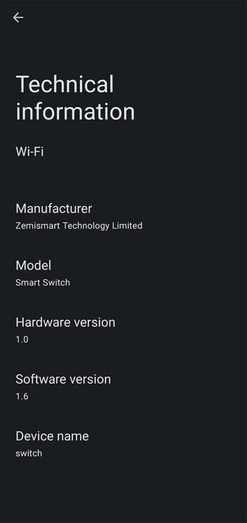 Zemismart Matter Dual Smart Swtich Module ZME2 - Step 3 Device Technical Specs