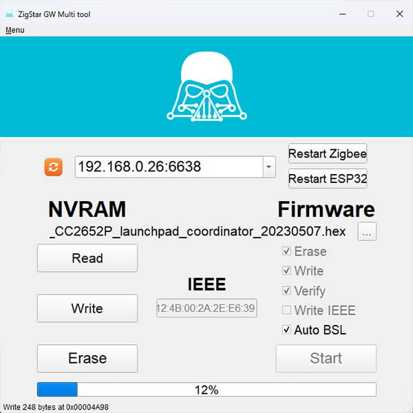 ZigStar UZG-01 Coordinator Web Dashboard Flashing CC2652P - Step2