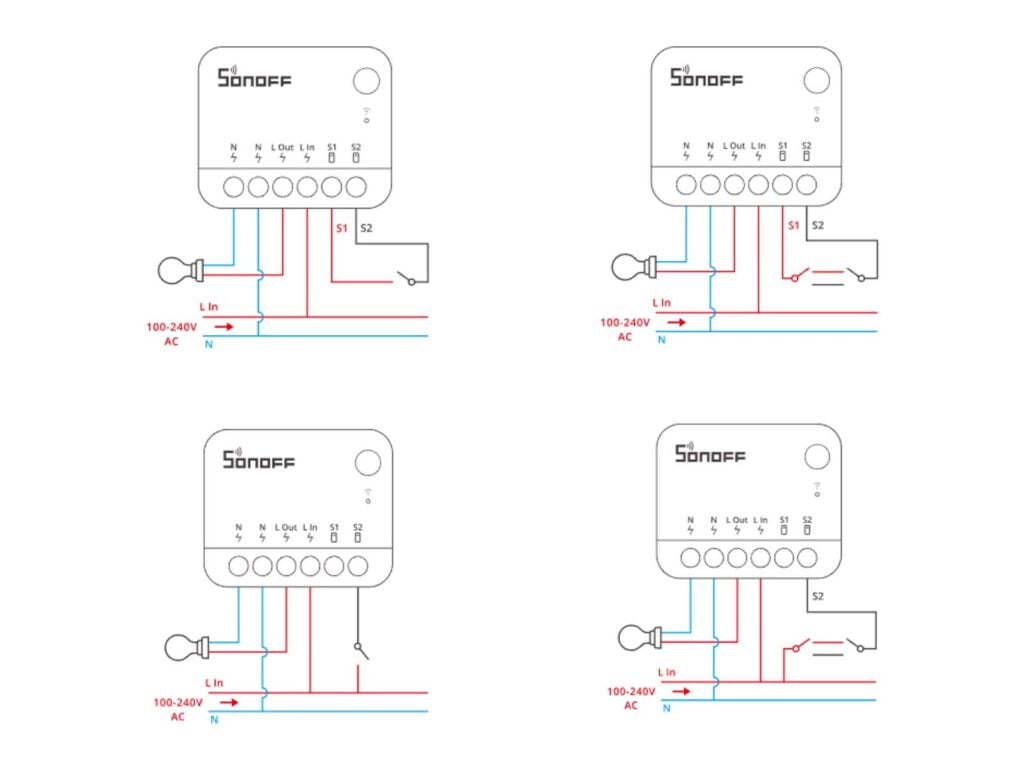 Sonoff Matter Mini Extreme Smart Switch model MINIR4M Wiring Diagram