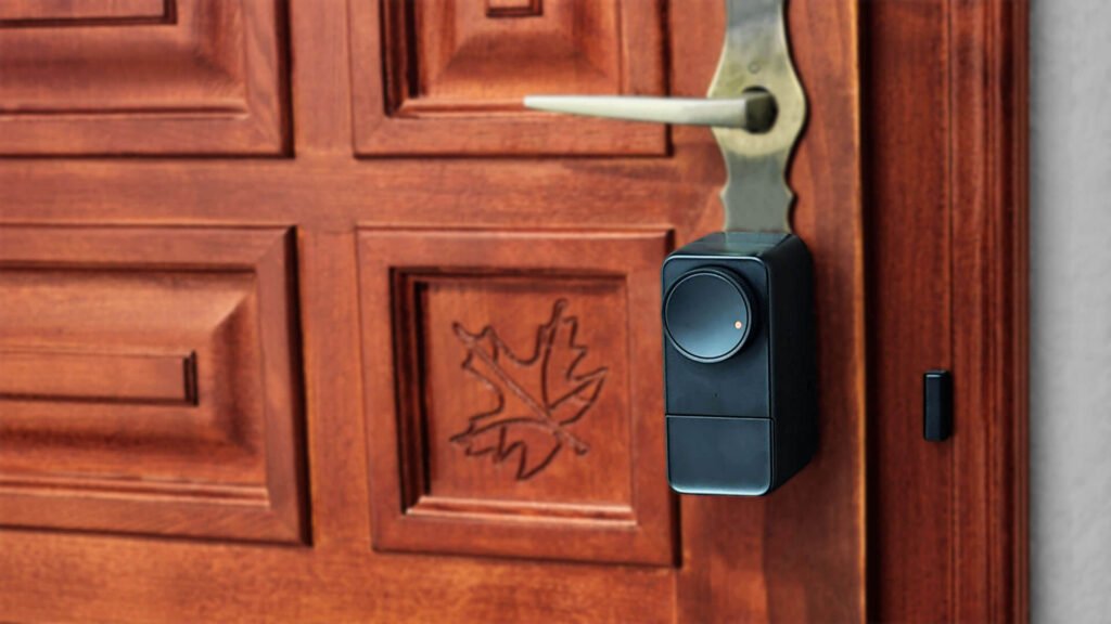 SwitchBot Lock Pro installed on wooden door
