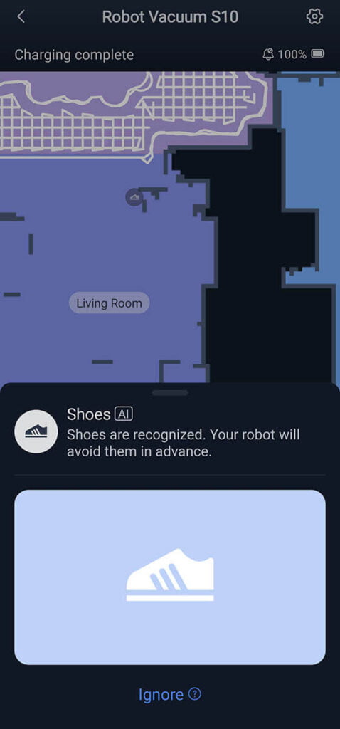 SwitchBot S10 Robot Vacuum App Setup: AI Object Detection (Shoes)