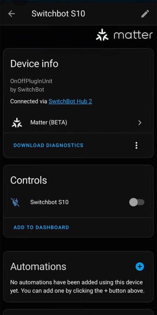 SwitchBot S10 Robot Added to Home Assistant over Matter