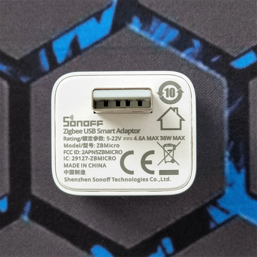 Sonoff ZBMicro Zigbee USB Adapter Review: USB Port Bottom View
