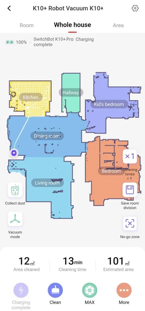 SwitchBot K10+ Pro Mini Robot Vacuum Map