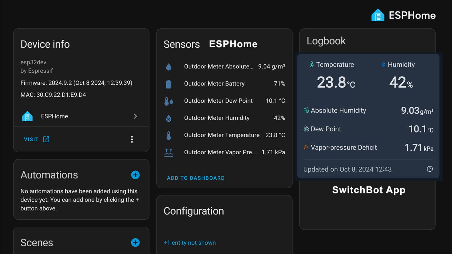 SwitchBot Outdoor Meter ESPHome BLE Integration | SmartHomeScene