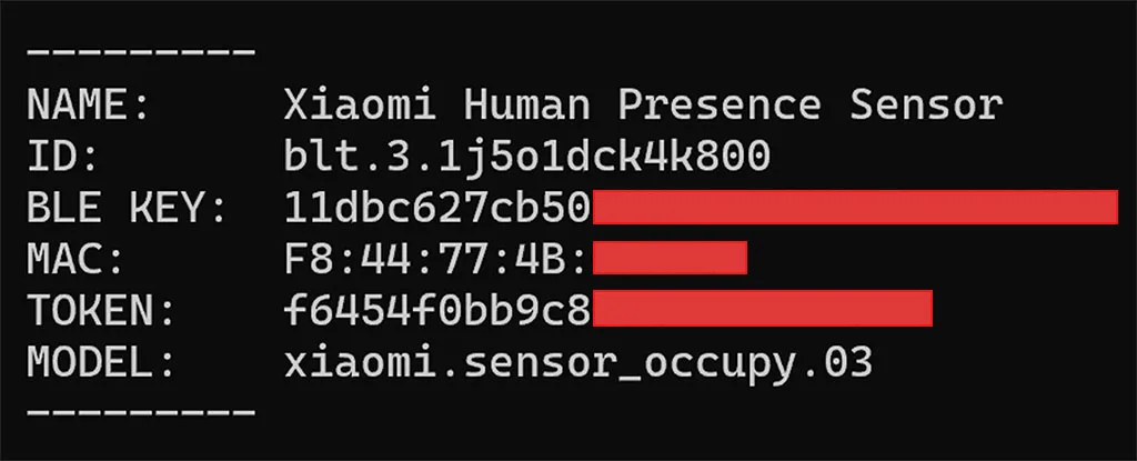 Xiaomi BLE Battery Human Presence Sensor Review: BLE KEY extractor