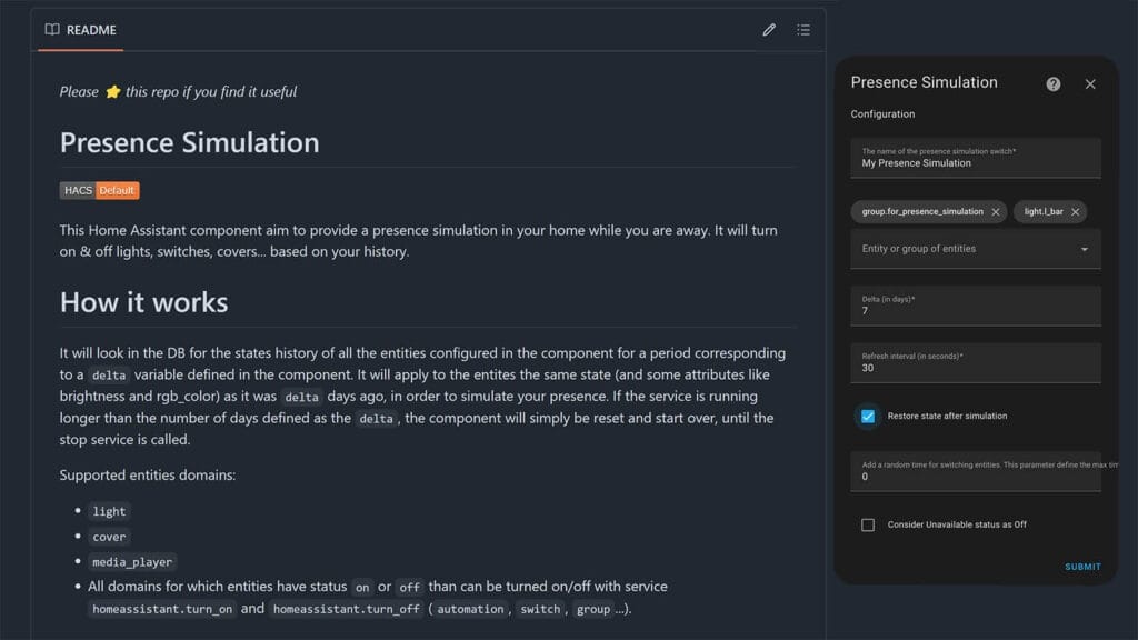 Best HACS Integrations For Home Assistant: Presence Simulation