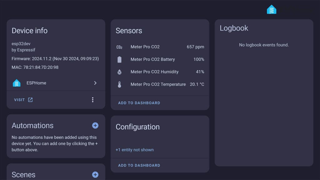 SwitchBot Meter Pro (CO2) Added to Home Assistant via ESPHome