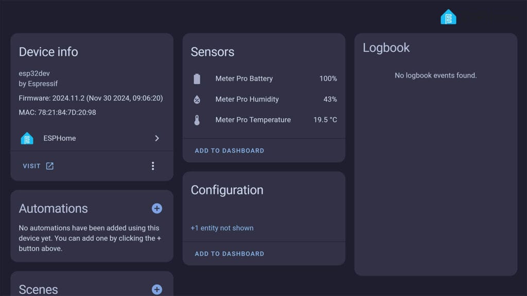 SwitchBot Meter Pro Added to Home Assistant via ESPHome