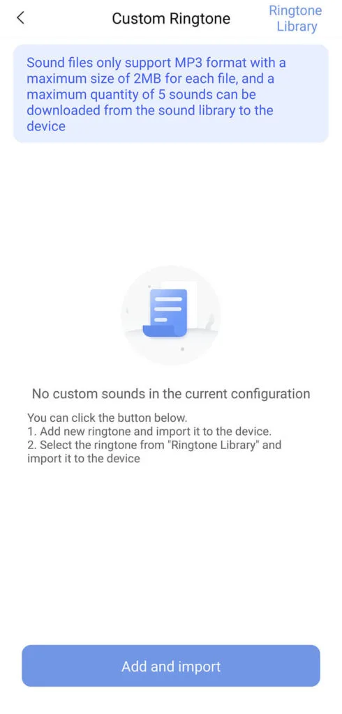 Aqara G5 Pro Camera Custom Ringtone Settings in the App